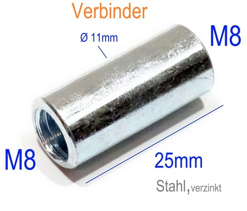 M8x25mm runde gewinde muffe - runde, m8